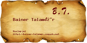 Bainer Talamér névjegykártya